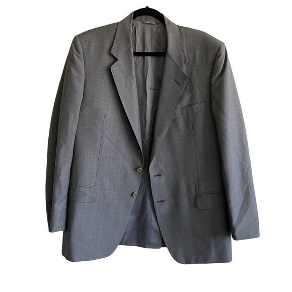 LANVIN Wool Gray Blue Copper PinStripe Button Front Blazer Jacket 44R - Picture 2 of 13